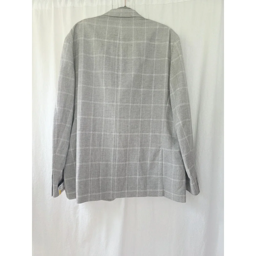 New! Hart Schaffner Marx Wool Linen Sport Coat Windowpane Check Plaid Men 50L